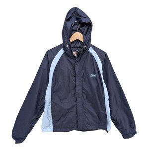 Coleman Rain Jacket Womens Navy Blue Nylon Hooded Full Zip Waterproof Size S/M